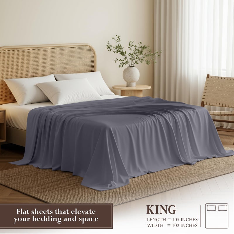 Utopia Bedding Flat Sheets - Pack of 6 - Soft Brushed Microfiber Fabric - Shrinkage & Fade Resistant Top Sheet - Easy Care (King, Grey) - Image 2